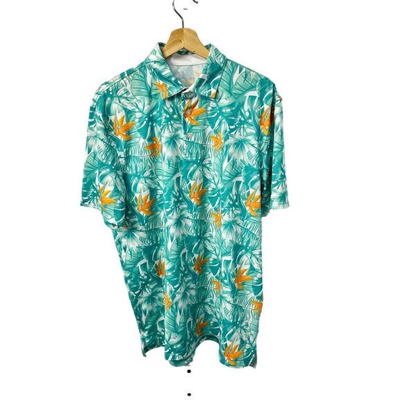 Southern‎ Tide Polo Men's Shirt Large Driver Monstera Palm Print Performance - Picture 1 of 11